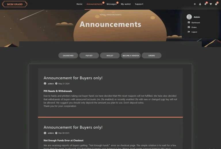 MGM Grand Marketplace Interface Preview